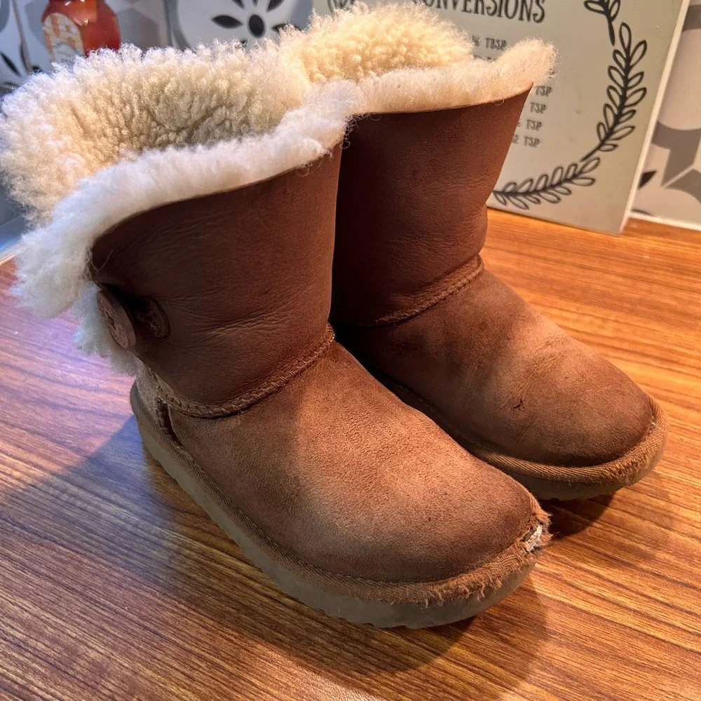 UGG Toddler Chestnut Shearling Button Booties